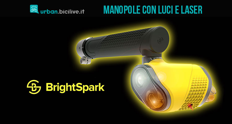 Le manopole Brightspark con luci, vibrazione e laser per una guida sicura