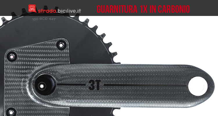 3T Torno: guarnitura 1x aerodinamica in carbonio