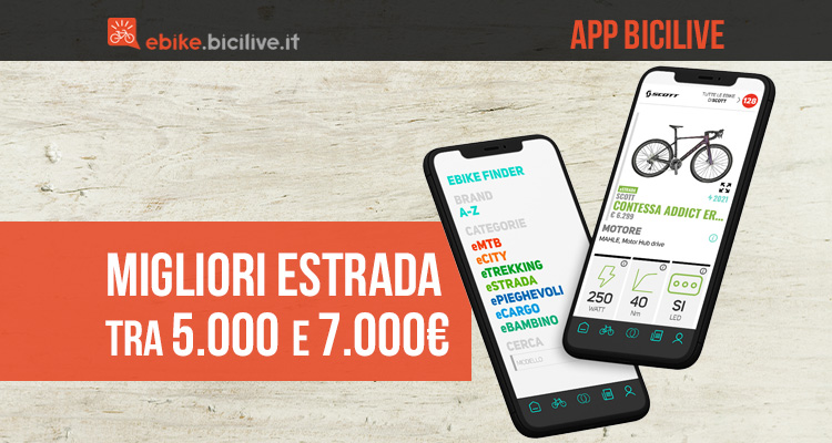 BiciLive APP: le migliori e-bike da strada tra i 5.000 e i 7.000 euro