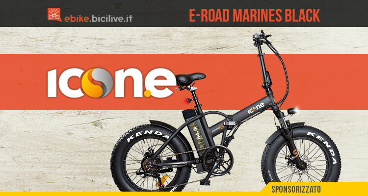 La bici elettrica pieghevole Icon.e e-Road Marines Black